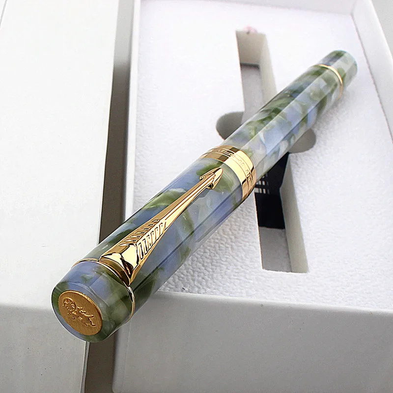 Jinhao New Centennial 100 Fountain Pen 18KGP Golden Plated M Nib Resin Ink Pen With A Converter Business Office Gift Pen