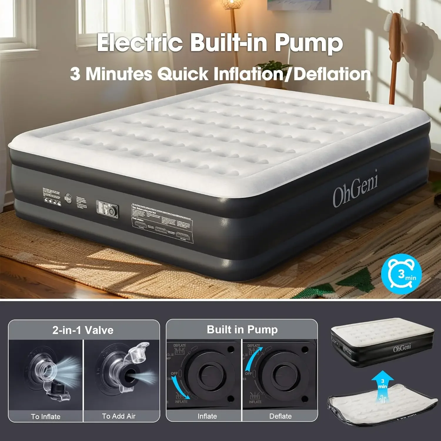 Mattress with Built in Pump for Guest, 18