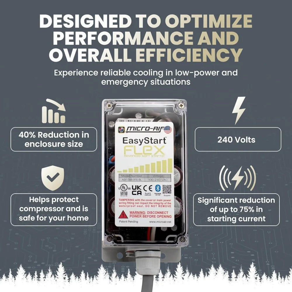 EasyStart FLEX 398 - Kit de partida suave Bluetooth para ar condicionado doméstico, RV e uso comercial, funciona com geradores