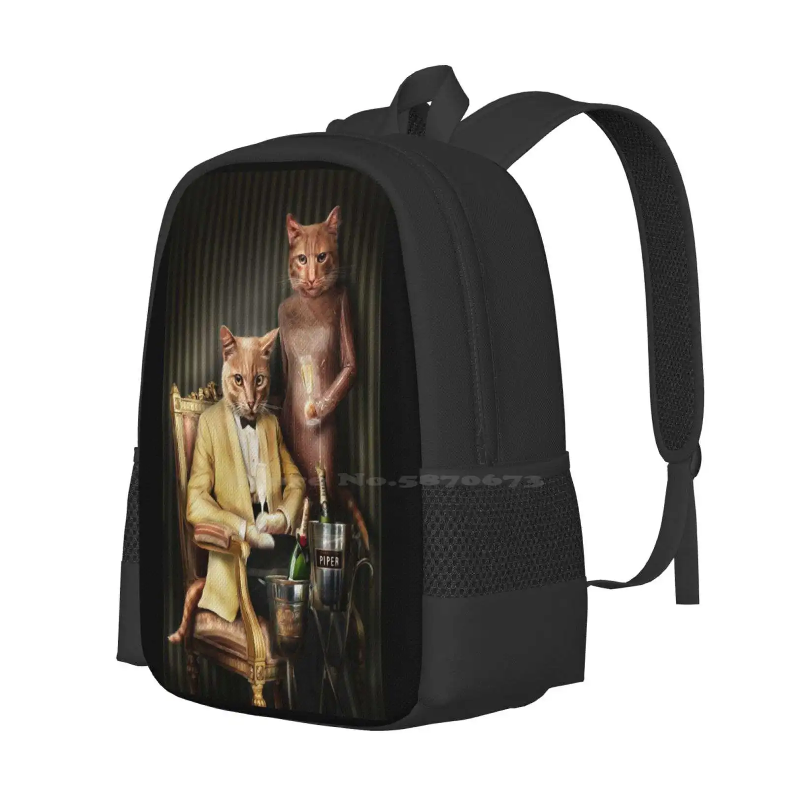 Cat Portrait - Moet And Piper Large Capacity School Backpack Laptop Bags Pompous Pets Cat Images Cat Portraits Animal Art Regal