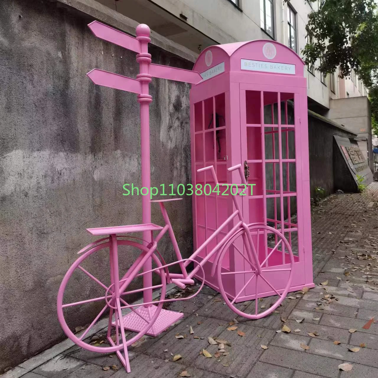 Metal Telephone Booth Sculpture Home Wedding Party Decor Ornaments Props Beautiful Pink 2M High Metal Telephone Booth