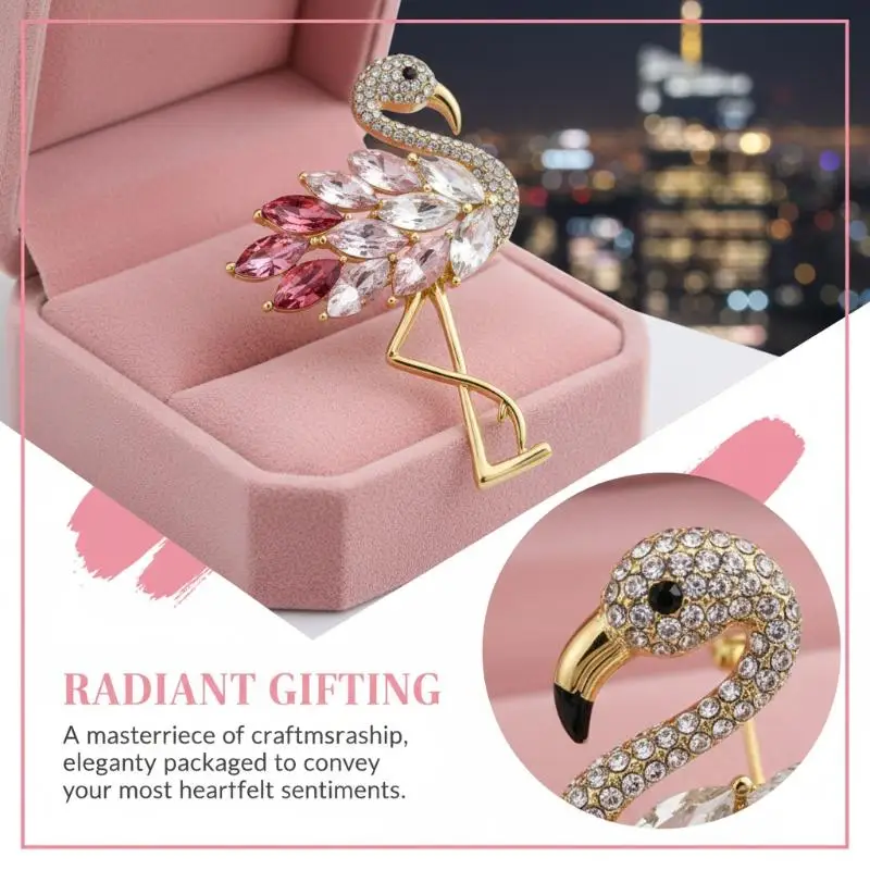 Creative New Women Girls Luxury Crystal Flamingo Brooch Badges Fashion Rhinestone Party Pin Accessories For Ladies's Coat