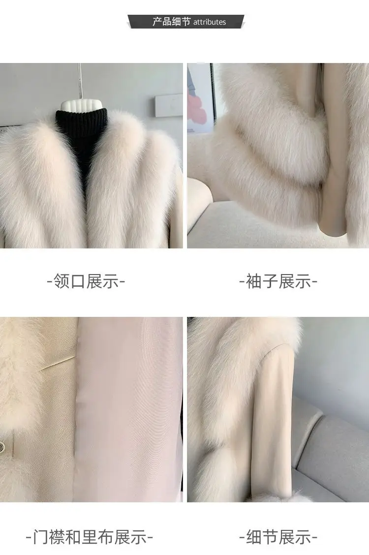 Whole Skin Fox Fur Grass Women's Mid length 2023 New Fur Integrated Sheep Skin White Duck Down Down Coat Winter