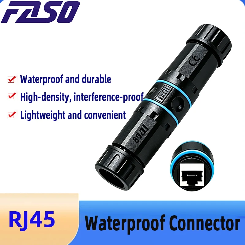 RJ45 Waterproof Connector IP68 Waterproof Shielded Cat6 Ethernet LAN Cable Connector Network Cable Outdoor LAN Coupler Adapter