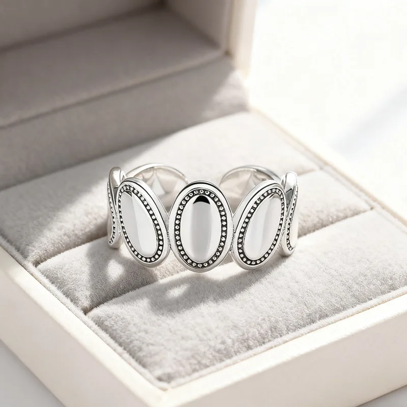 925 Sterling Silber Ellipse Splice Ringe für Damen, Luxusschmuck, elegante Accessoires, Großhandelsschmuck, verhindert Allergien – Detail 4