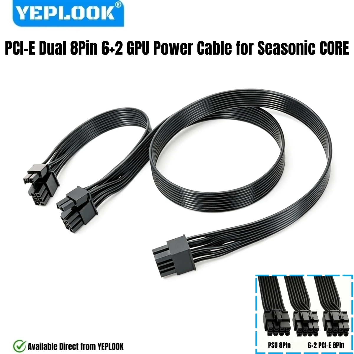 For Seasonic CORE, PCI-e Dual 8Pin (6+2) GPU Power Cable for GX650W/550W/500W, GC650W/550W/500W, GM650W/550W/500W Modular Powers