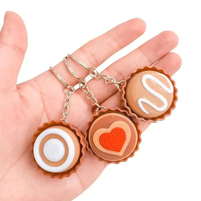 --2027 New Product Simulation Cartoon Dessert Clicker Keychain Toy Stress Relief Pendant Mini Party Favor for Kids and Teens