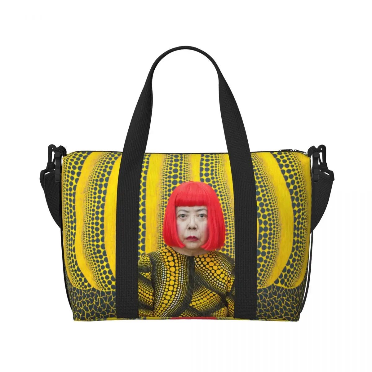 Custom Large Yayoi Kusama Tote Bag Women Pumkin Abstract Painting Shopping Shoulder Beach Gym Travel Bag