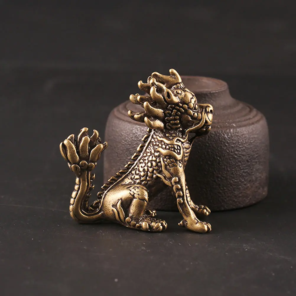 

Unicorn Ornament Home Decor Sculpture Accents Statue Brass Figurines Decorative Kirin Craft Office