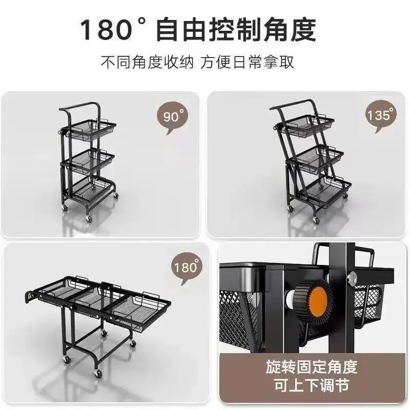 DSA foldable mobile trolley rack floor-to-ceiling stainless steel large-capacity toilet bathroom multi-layer storage rack