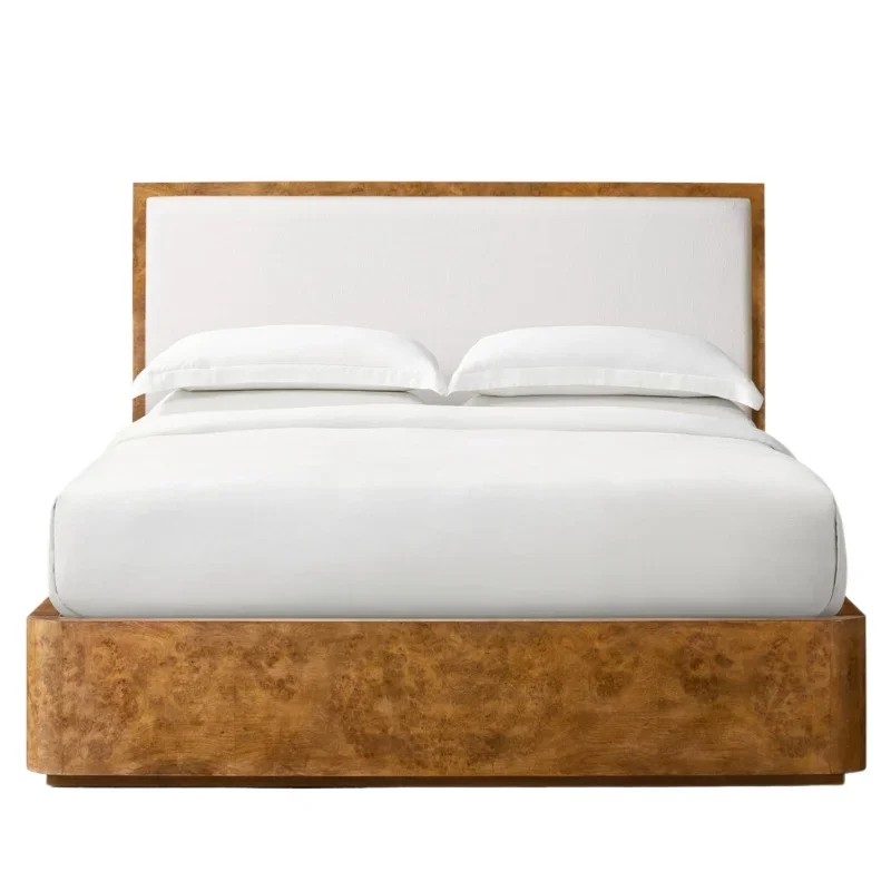 

American rural solid wood single bed 1.2 meters oak tree tumor bark children's light luxury soft bed