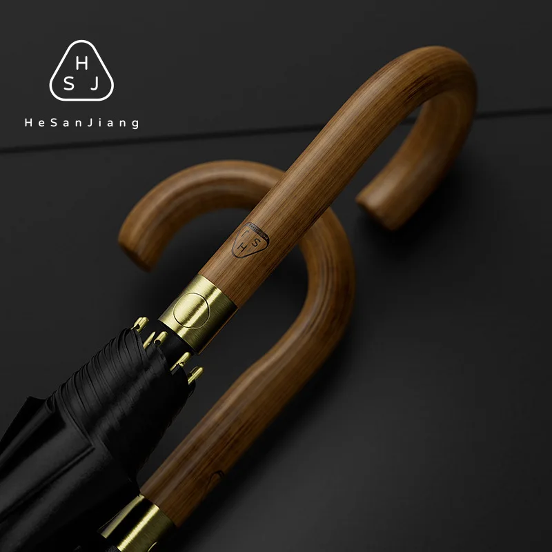 

Большой двухместный зонт от дождя, ветрозащитный, водонепроницаемый, с прямым куполом, деревянной ручкой, для защиты от дождя и безопасный для детей...