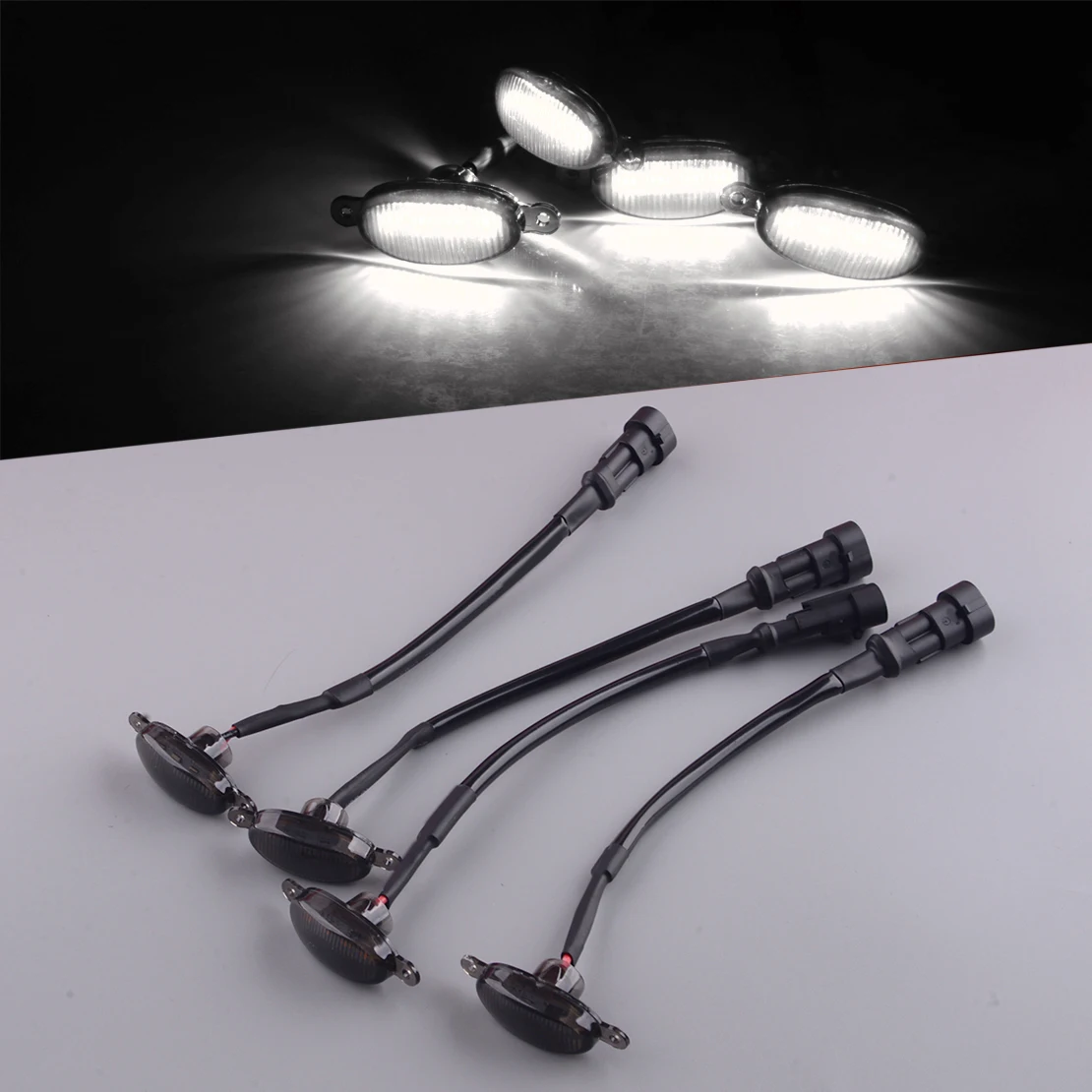 

4Pcs/Set ABS Smoke Front Grille White LED Light Lamp Fit for Toyota RAV4 2021 2020 2019