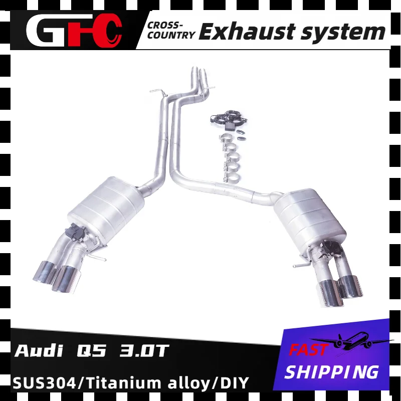 

Высокопроизводительная выхлопная система GFC catback SUS304 с 2009–2016 гг., с клапанным глушителем и 4 наконечниками. Подходит для Audi Q5 3.0T.