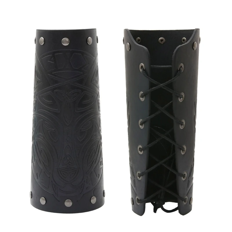 Armband Leathers ผู้ชาย Punk กว้าง Arm Guard สายรัดข้อมือสำหรับกลางแจ้ง