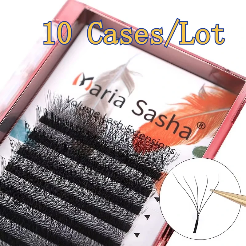 MARIA 10 чехлов 5D W Lashes Easy Fan Наращивание ресниц оптом Y Готовый объем 12 рядов W Стиль Натуральный мягкий частный логотип