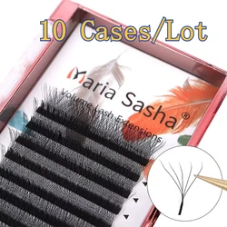 MARIA 10 Cases 4D W Shaped Beam Eyelash Extensions Patch Faux Private Label Wholesale Clusters Easy Fan Volume Lashes Makeup