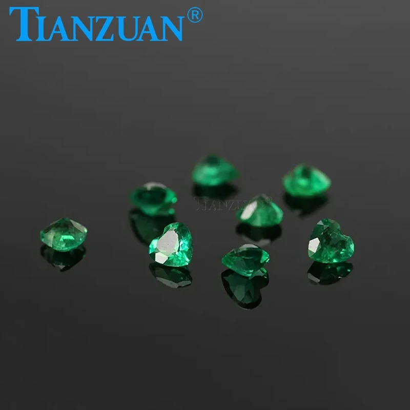 3x3mm to 5x5mm Lab-grown Muzo Emerald Heart Shape  Hydrothermal Green Emerald Beads Small Stone Loose Gemstone