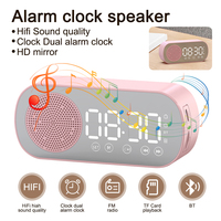 Digital Mirror Clock Wireless Bluetooth Speaker Alarm Clock Support TF FM Radio Sound Box Bass Subwoofer Boombox Desktop Clock