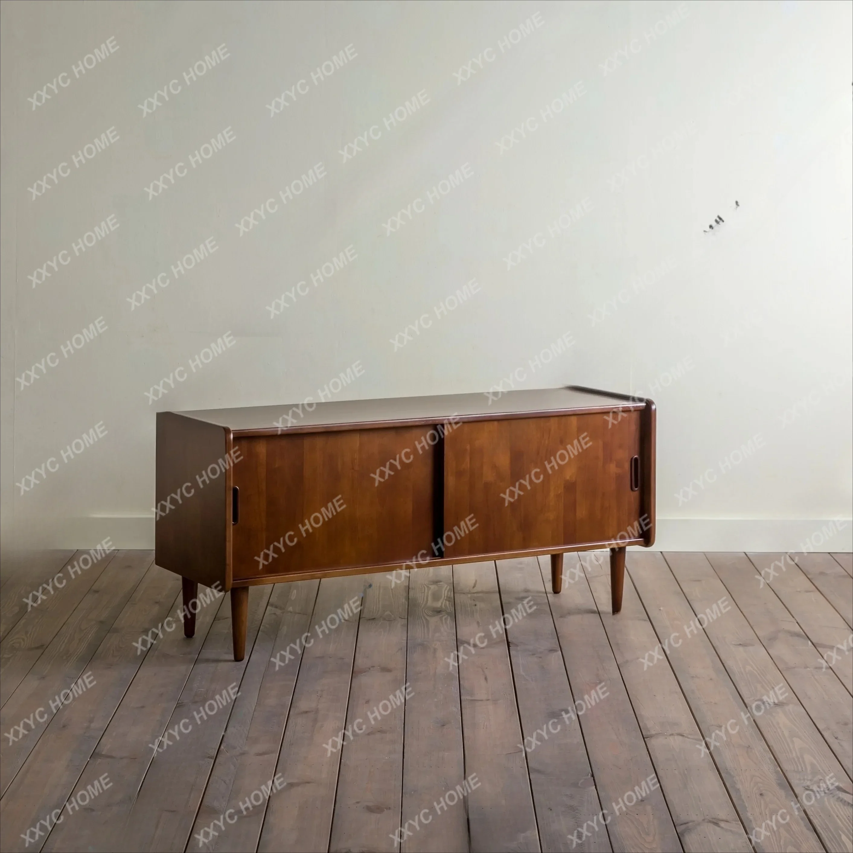 Lsolid wood TV cabinet, small apartment audio-visual cabinet, 1.2m floor-to-ceiling cabinet, walnut living room combination