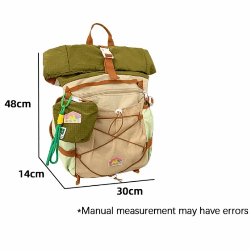 Color-Blocked Design Outdoor Hiking Bag Multi-pocket Large-Capacity Travel Backpack Lightweight Waterproof Oxford