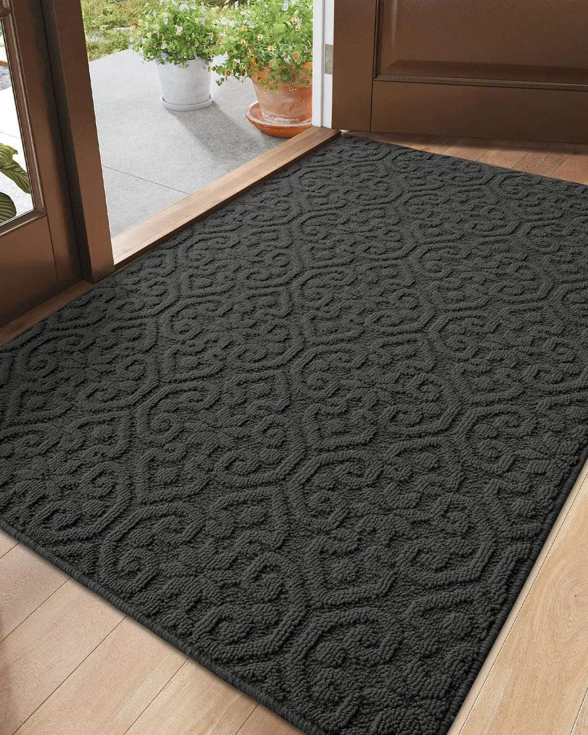 

Нескользящий придверный коврик для входной двери, 3x5 футов, большой, моющийся, для внутреннего использования, низкопрофильный, тонкий, впитывающий влагу.