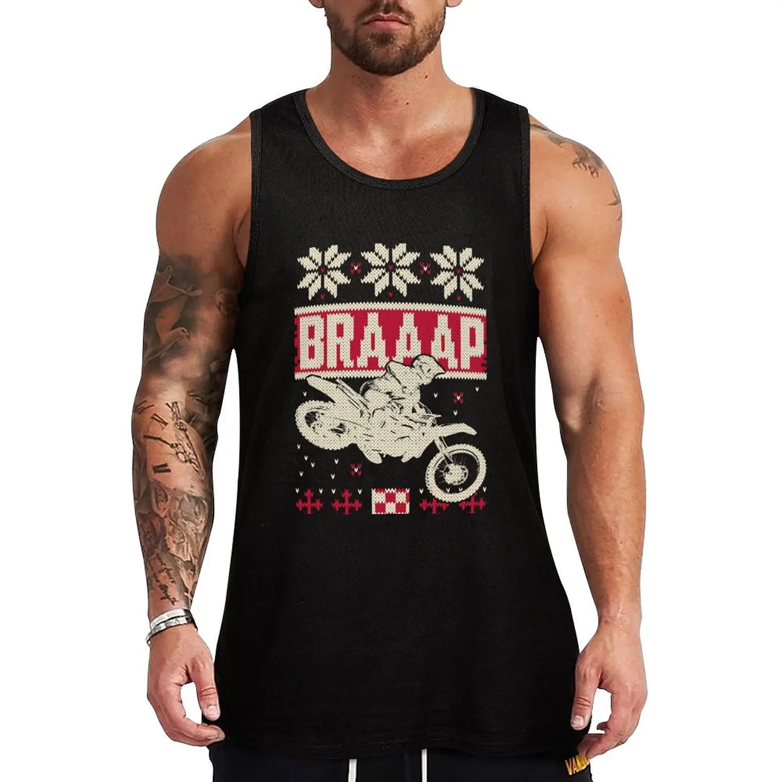 

Motocross Braaap Ugly Christmas Sweater Shirt Tank Top Simple Tank Top Soft Breathable Daily Undershirt