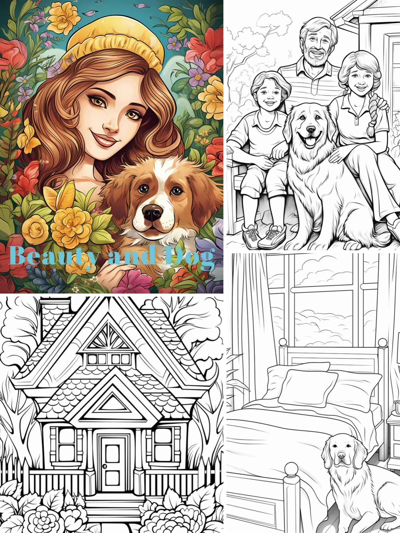 1pc Beauty and Dog Art Coloring Book Original Upgraded Paper Thickened 22 Pages Coloring Books Gift For Holiday Birthday