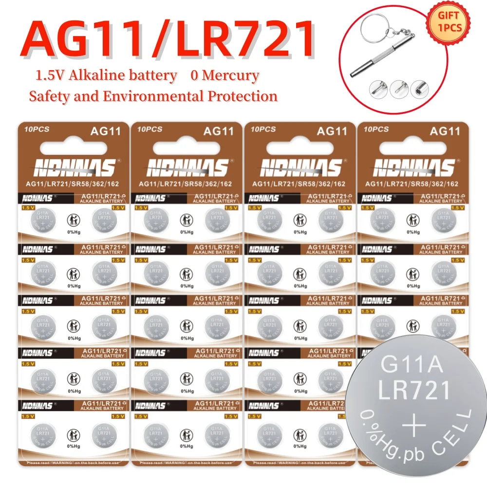 5-200PCS AG11 LR721 LR58 1.5V Alkaline Button Cell 362 SR721SW 361 For Watch Calculator Laser Pointer Toy Car Key Remote