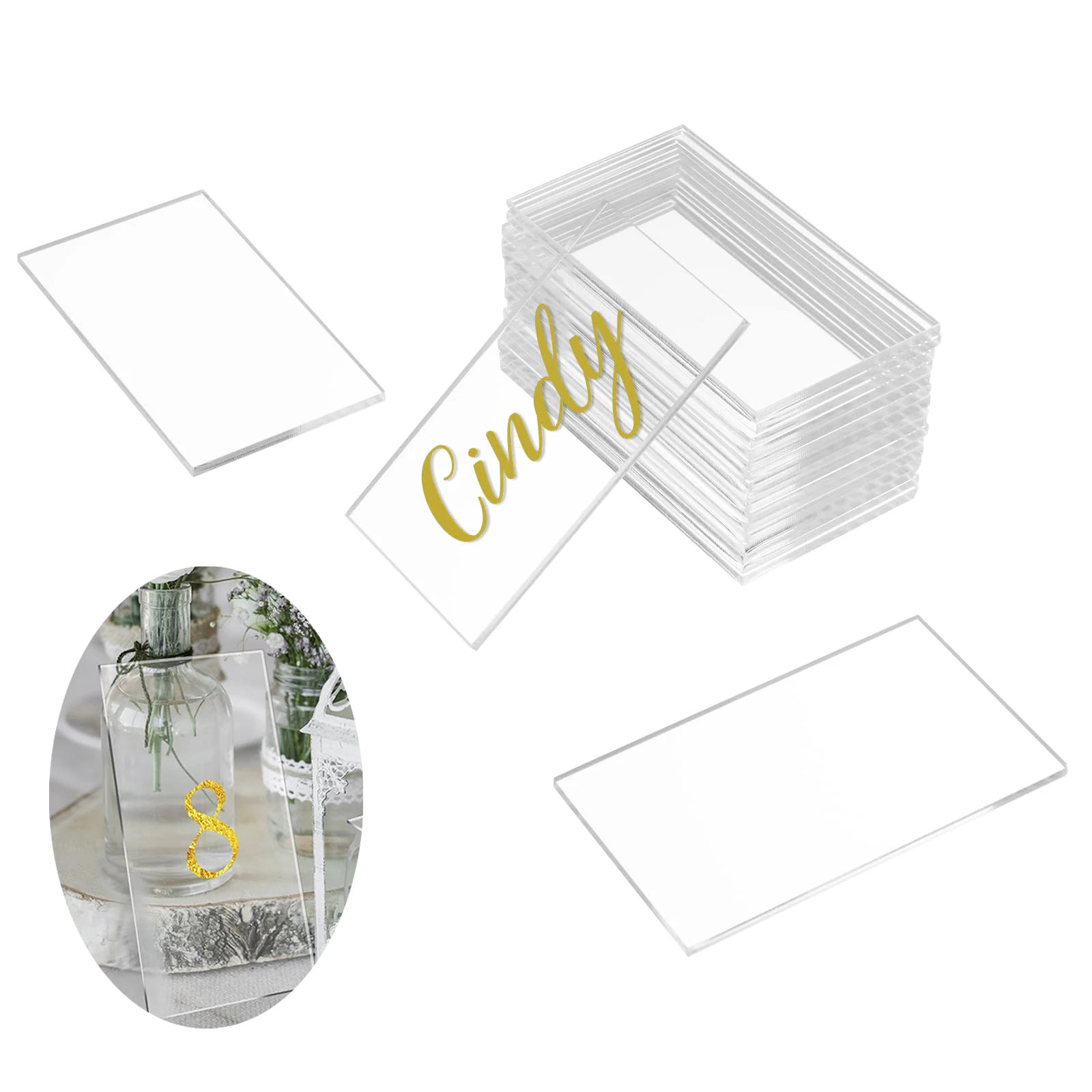 Clear Acrylic Place Cards Acrylic Name Cards Acrylic Table Number Card Blank Acrylic Name Plate Seating Chart Cards Sign for DIY