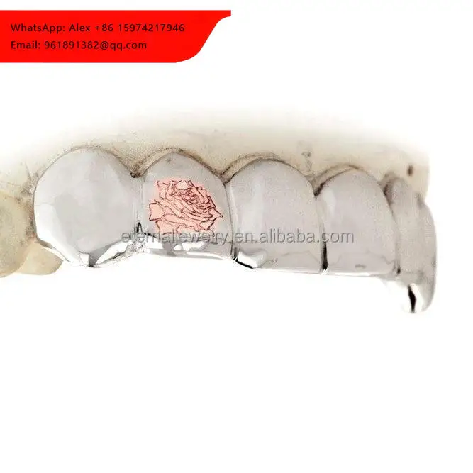 

Custom Hip Hop Jewelry Teeth Top&Down 925 Silver Vvs Natural Round Cut Diamond 10K 14K Fully Iced Out Moissanite Grillz For Mens