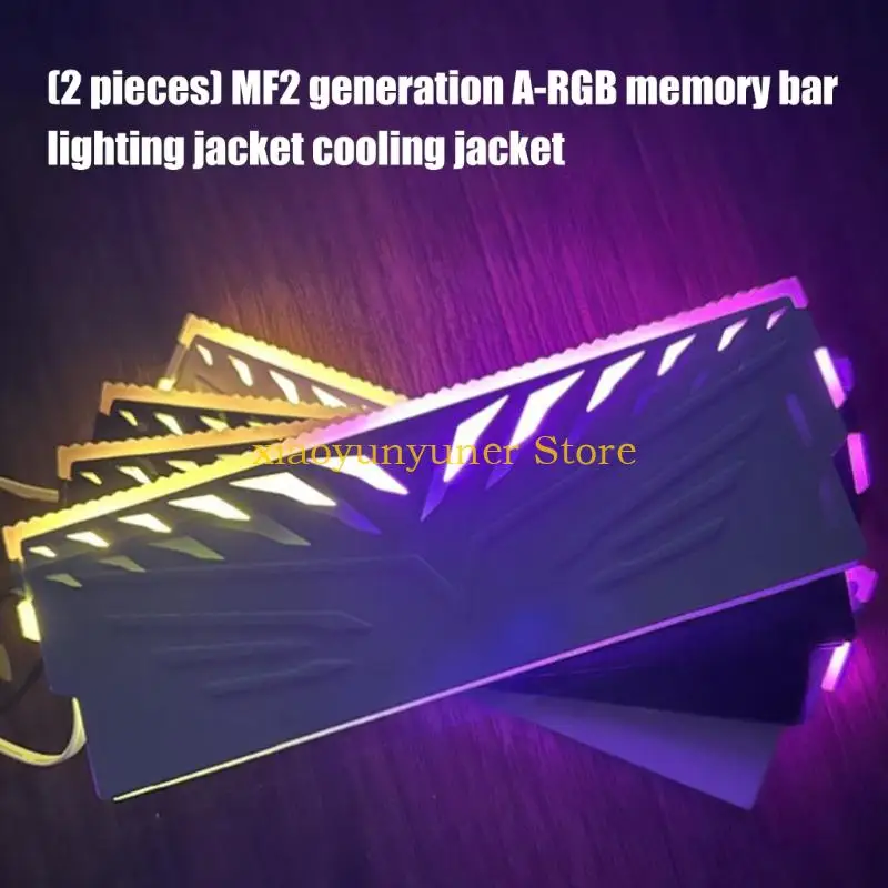 P9JB Metal Desktop DIMM Coolers Pair with ARGB Light Bar, Heatsink Shell Set for Tower Display and Board Accent