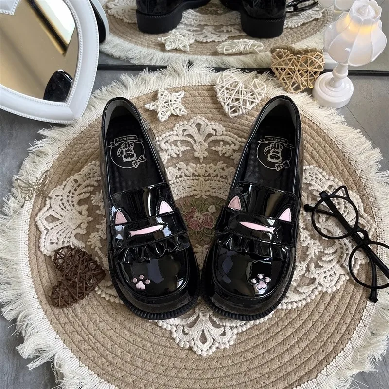 Women Original Design Thick Sole Heightening Round Toe Girl JK Uniform Shoes Super Soft Comfortable Students Lolita Cat Style