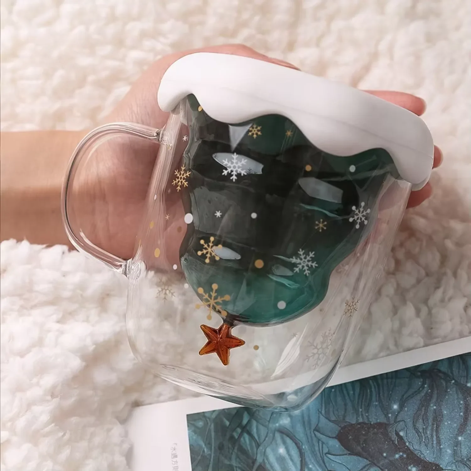 Новые рождественские стеклянные чашки из боросиликатного стекла емкостью 250 мл с двойными стенками