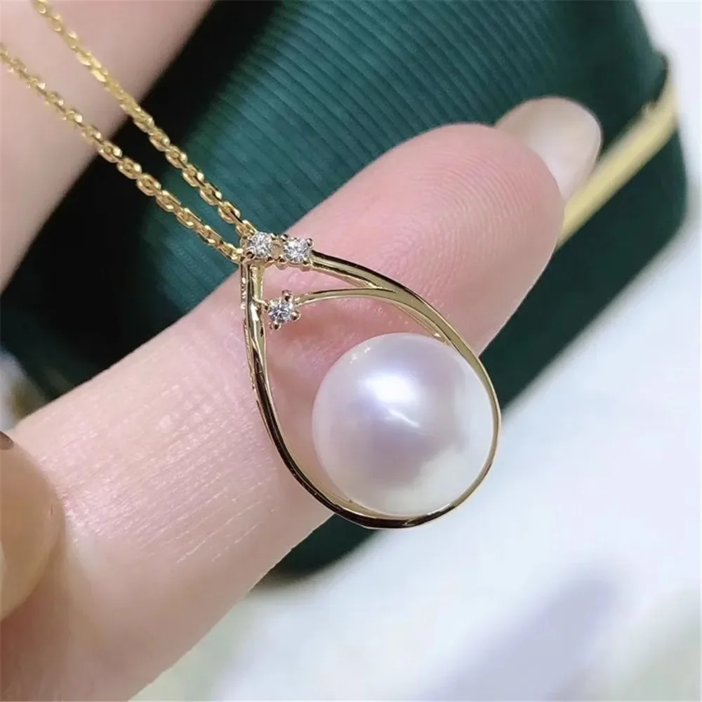 

DIY Pearl Accessories G18 K Gold Pendant Empty Holder Fashion Pearl Necklace Pendant Holder Women's Fit 8-10mm Round Beads G146