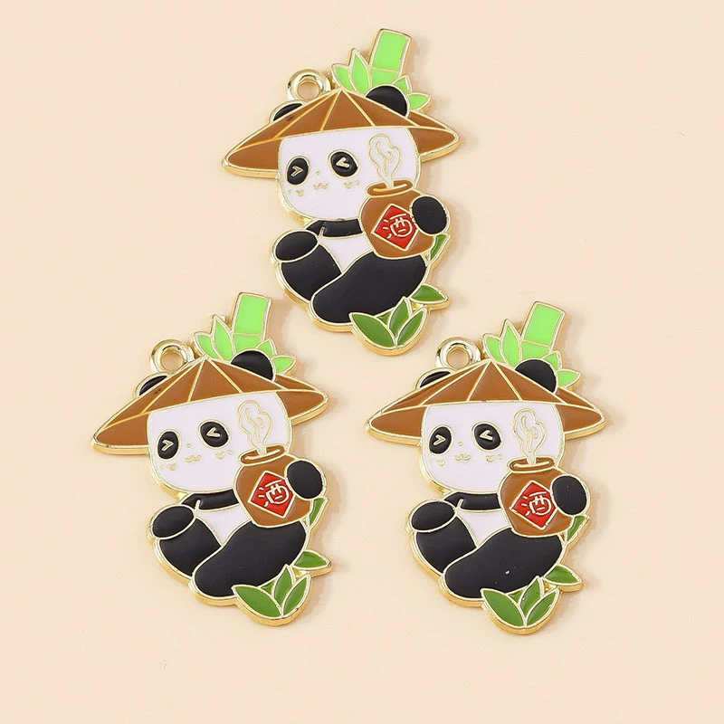 Leslie 10 Stück niedliche Tier-Cartoon-Anhänger mit großen Pandas für Halsketten, Armbänder, Ohrringe, Anhänger, DIY-Schmuckherstellungszubehör – Detail 4