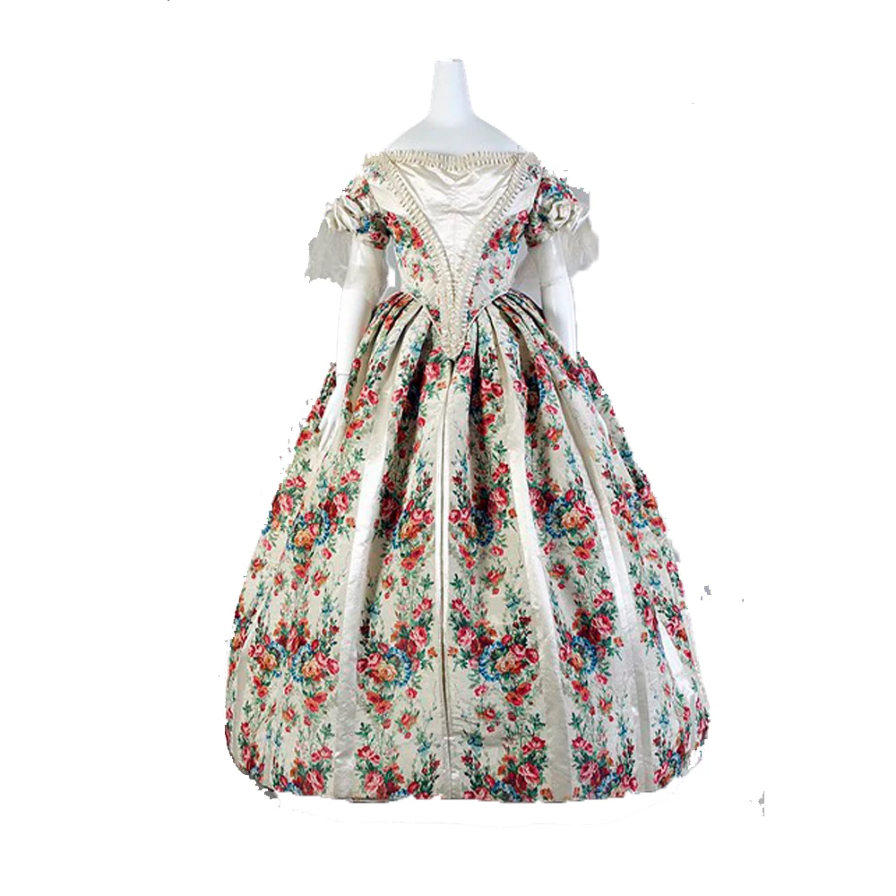 

Victorian Civil War Floral Court Ball Gown Dress Medieval Renessiance Afternoon Fashion Costume