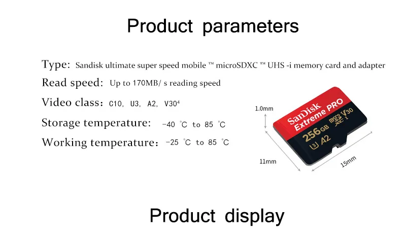 Hochgeschwindigkeits-SanDisk Microsd-Speicherkarte U3 C10 A2 V30 4K Extreme Pro Micro SD-Karte bis zu 200 Mbit/s Flash-TF-Karte für Telefonkamera – Detail 8