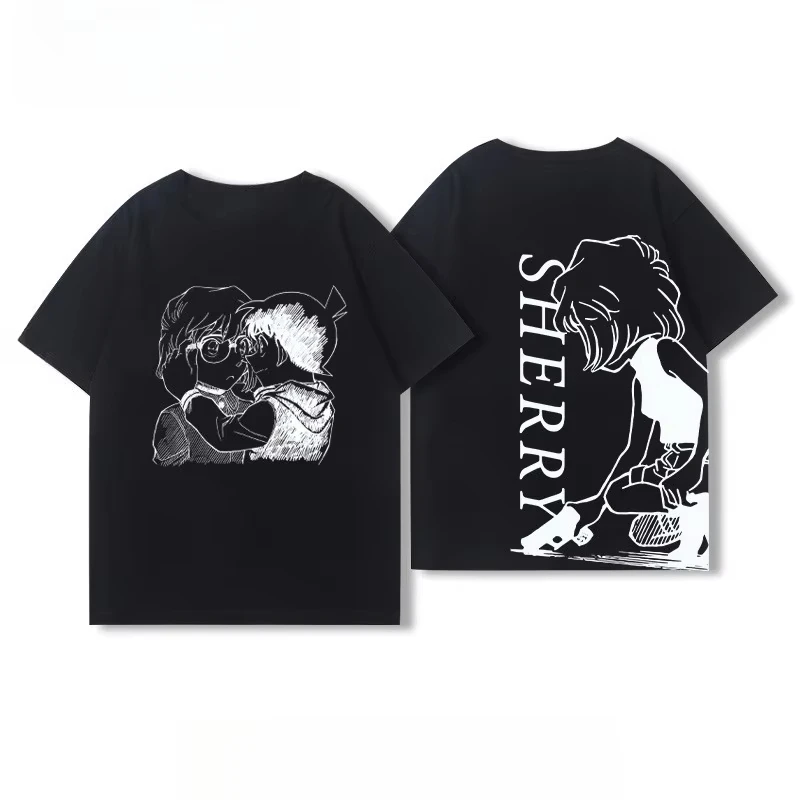 

Detective Conan Haibara Love Short sleeved Men's and Women's New Summer Cotton Versatile Streetwear cosplay