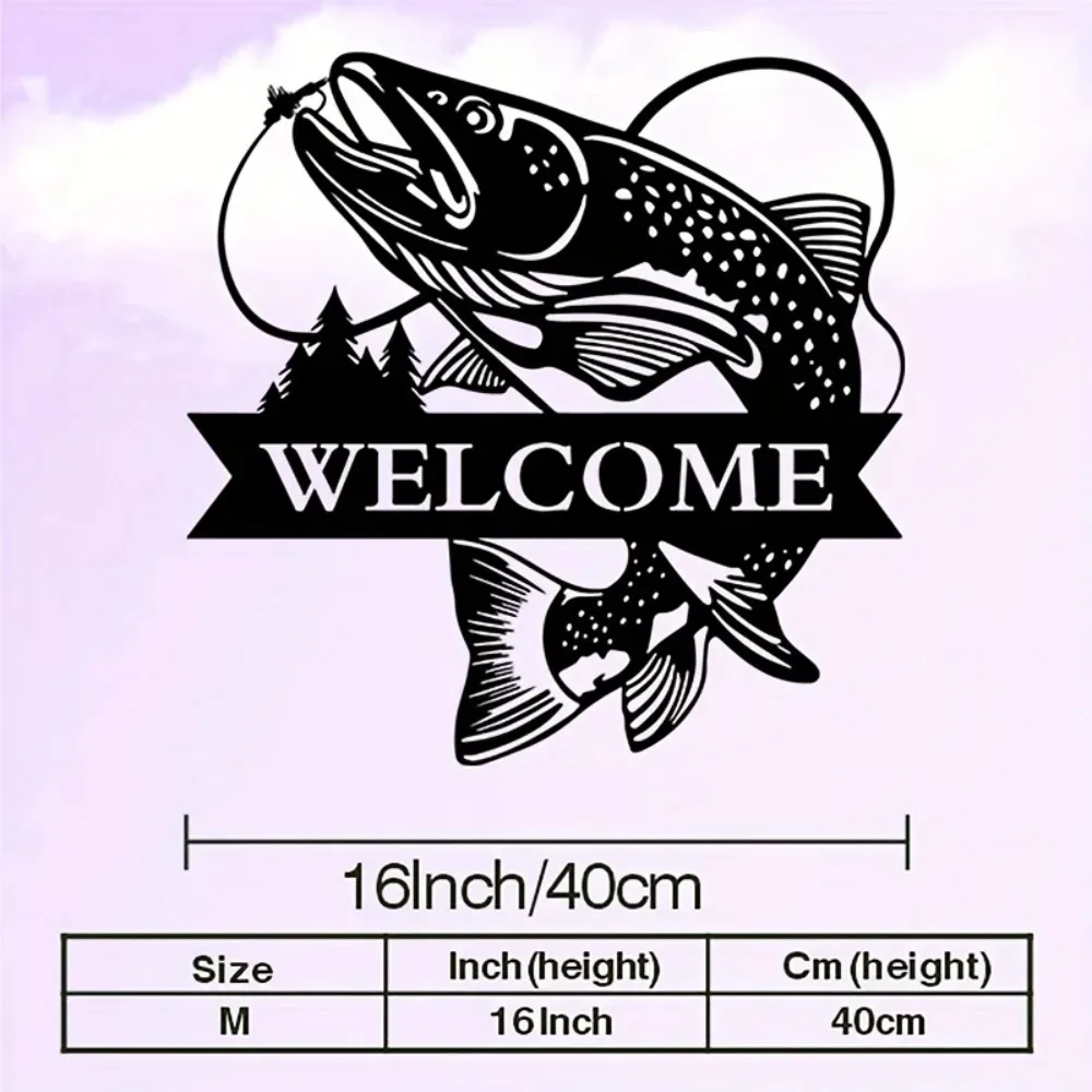 CIFBUY Iron Art Wall Decor Trout Metal Fish Sculpture Lifelike Leaping Fish Hanging Ornament Indoor Outdoor Home Decoration
