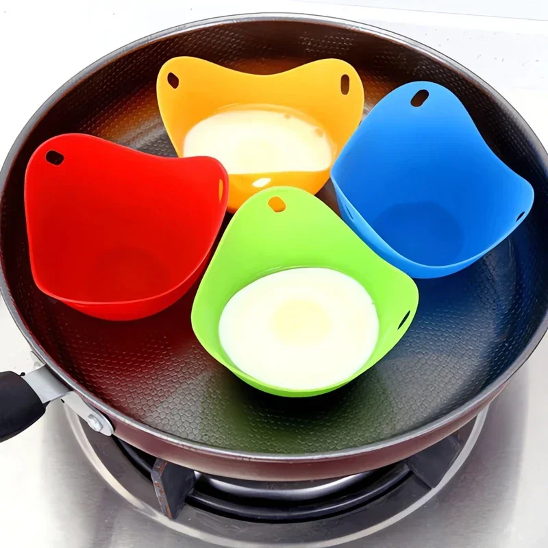 4pcs set Flexibe Silicone Egg Poacher Cook Poach Pods Kitchen Tool Baking Poached Cup