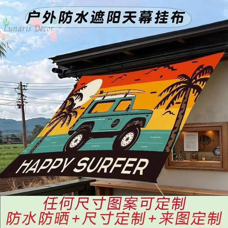 Outdoor canopy hanging cloth Waterproof sunscreen sunshade cloth Courtyard terrace ceiling atmosphere arrangement