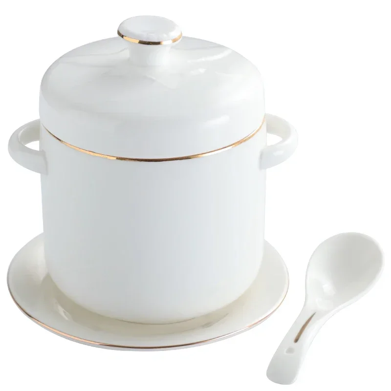 

Stew Cup Phnom Penh Hotel Ceramic Bird's Nest Stew Bowl with Lid Steamed Egg Cup Stew Pot Small Tureen