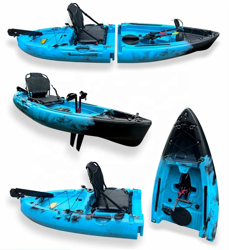 Modular Pedal Fishing Kayak, Detachable Sit-on-Top Split Hull, Flap Fin Pedal Drive, HDPE Plastic, for Lake River Ocean Angling