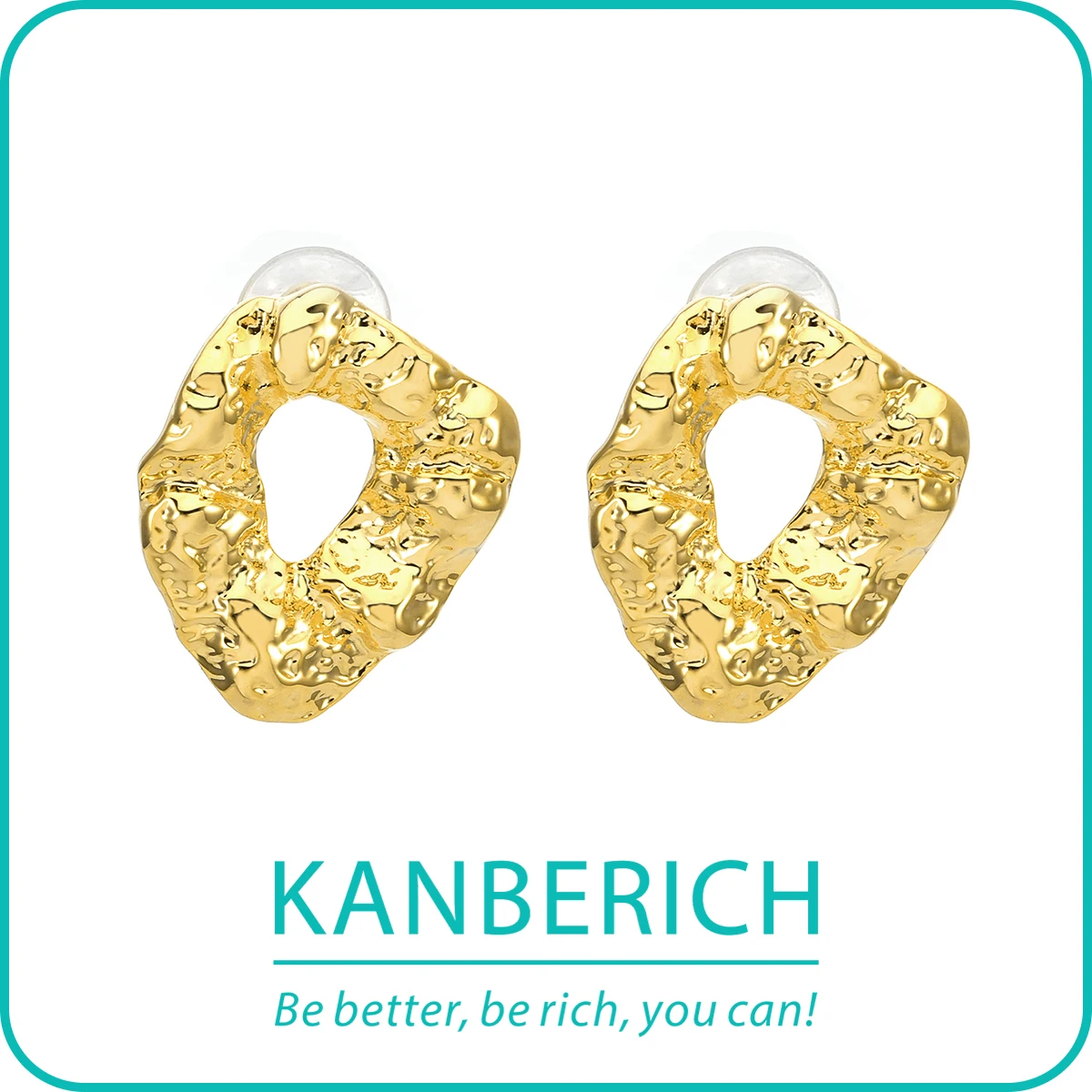 Kanberich 2024 Latest 18K Gold Plated Brass Circle Block Women Earrings Metal Wind Earrings Wholesale