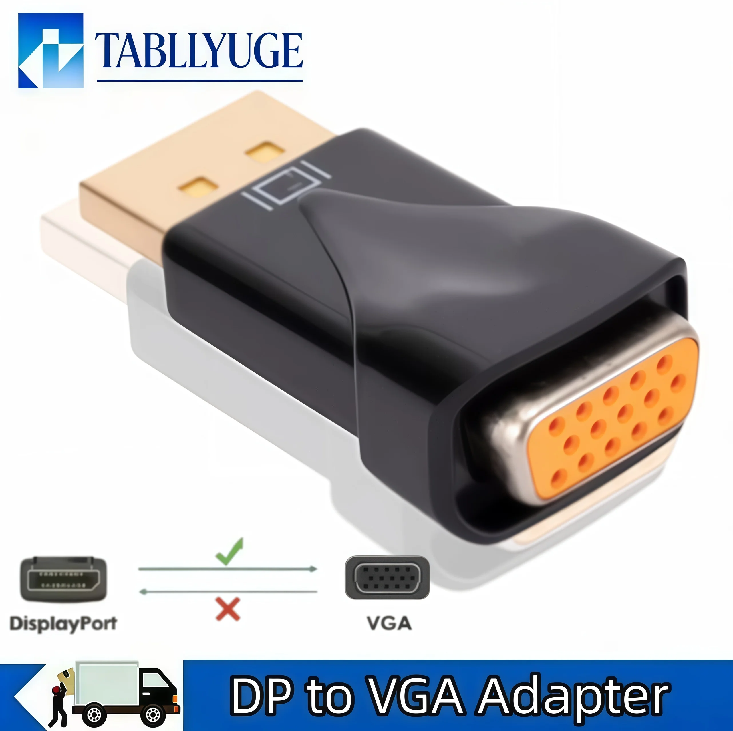 DP to VGA Adapter 1080P DisplayPort Male to VGA Female Gold-Plated Converter for Laptop PC Monitor Projector HDTV Plug and Play