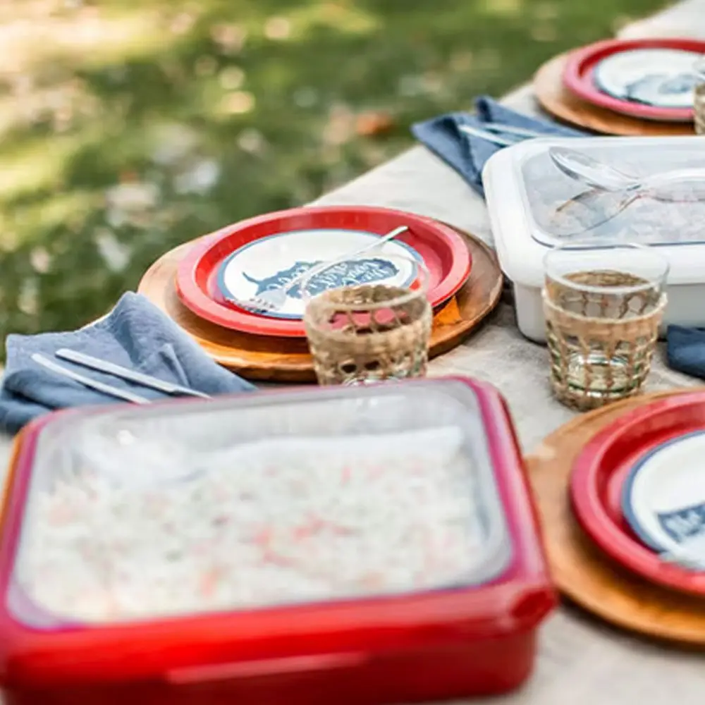 

Insulation Large Aluminium Foil Trays Stackable with Removable Lid Aluminum Foil Barbecue Tray Food Container