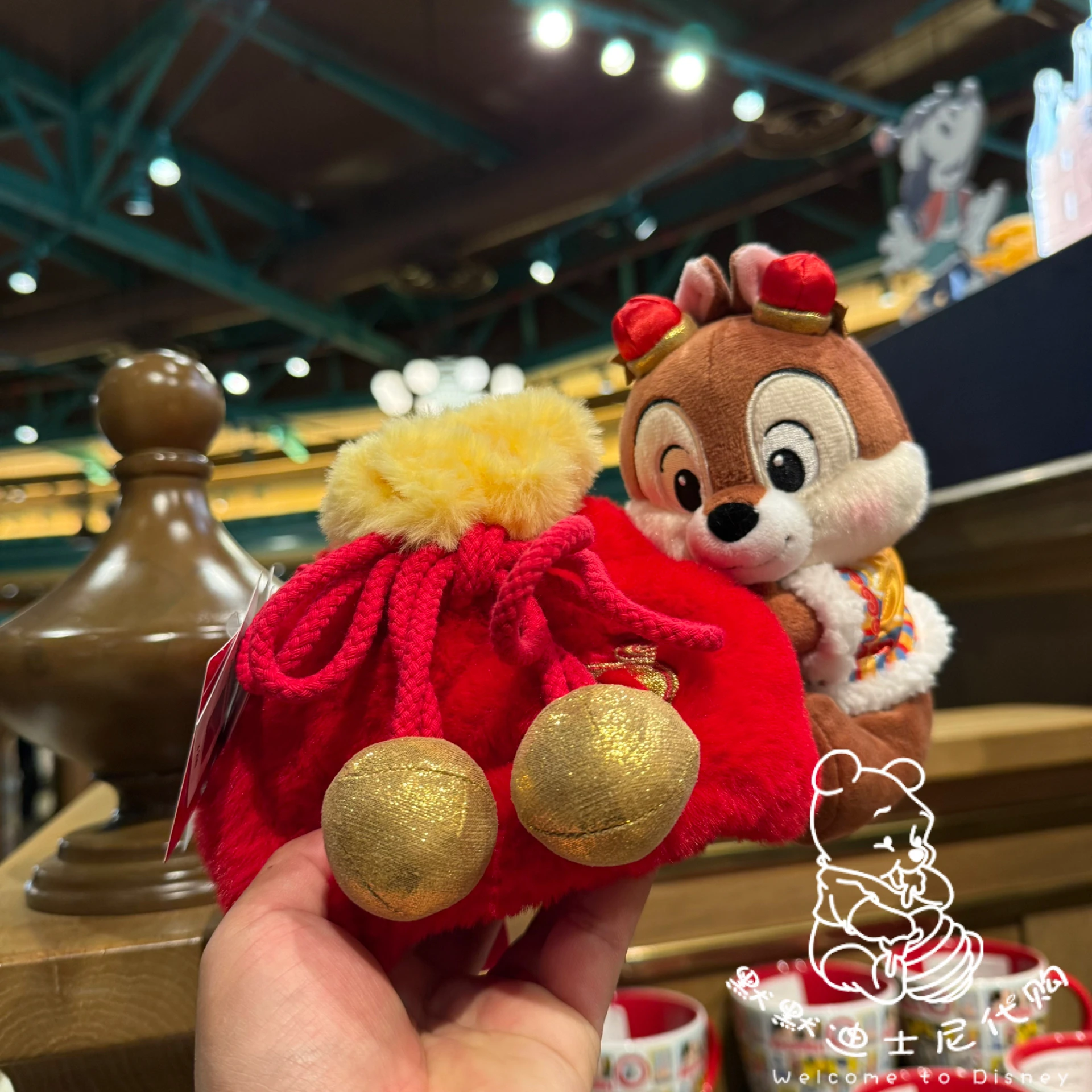 

Original Disney New Year Bell Style Chip&Dale Plush Toys Shoulder Crossover Cute Shopping Bag Girl Birthday Christmas Gift