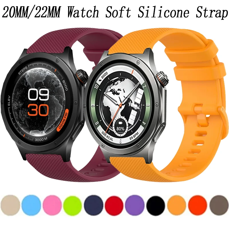 20mm 22mm Silicone Strap for Oneplus Watch 4-3-2-2R-Lite Breathable Bracelet for OPPO Wacth X3 X2 X S Amazfit Balance 3-2-1 Belt