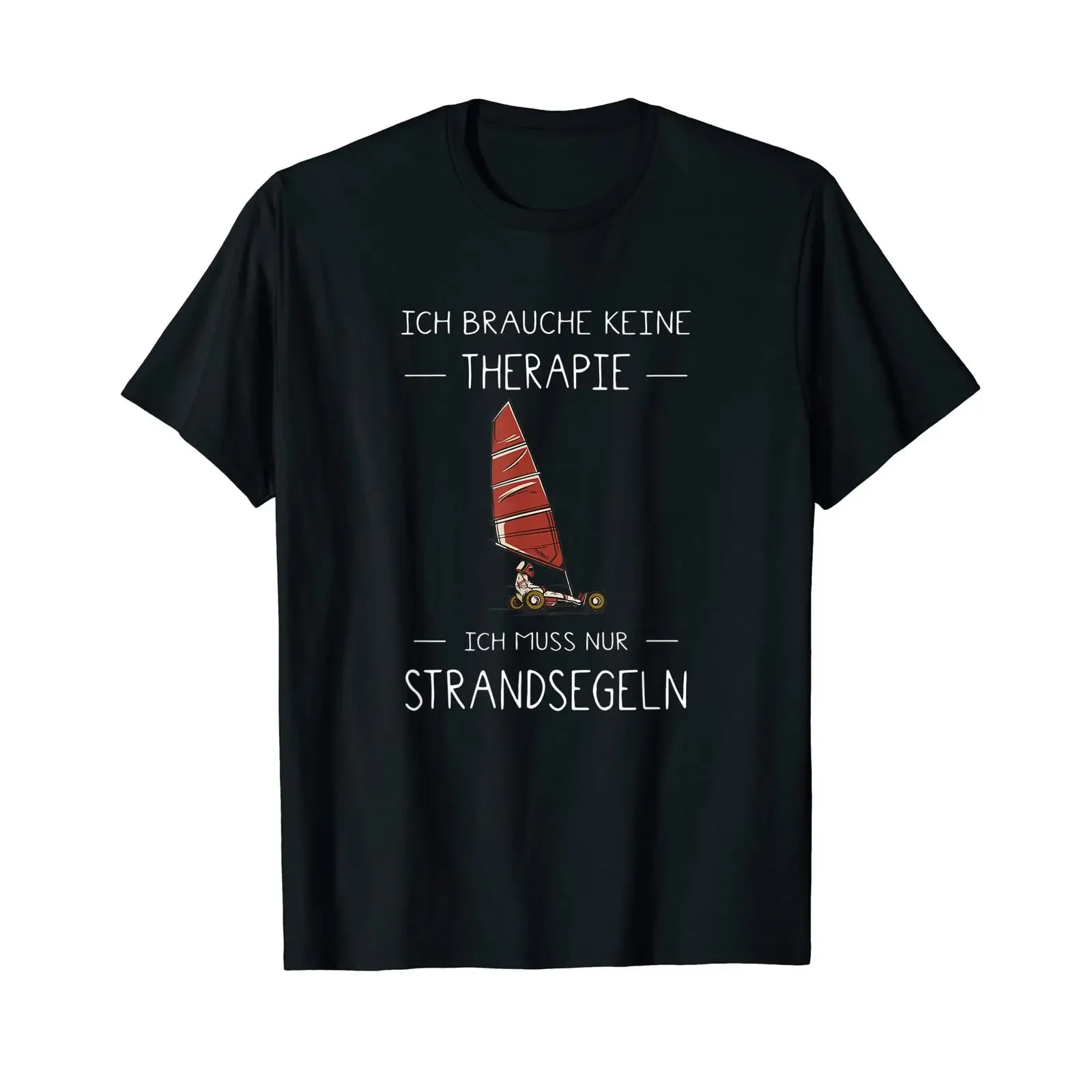 Beach sailing therapy Kite buggy design for pilots T shirt vintage Washed Stretched homme Comfortable Versatile